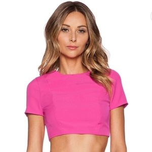 Bright pink open back Crop